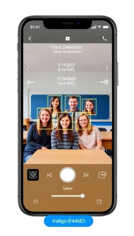 Teacher taking a group photo for attendance using Prezence app